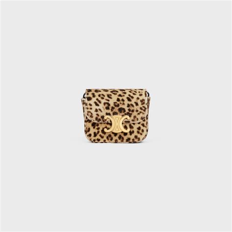 celine leopard print|MINI CLAUDE in Triomphe Canvas with leopard print .